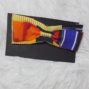 Tasty Raw Edge Kente Denim Mash-Up Bow Tie…